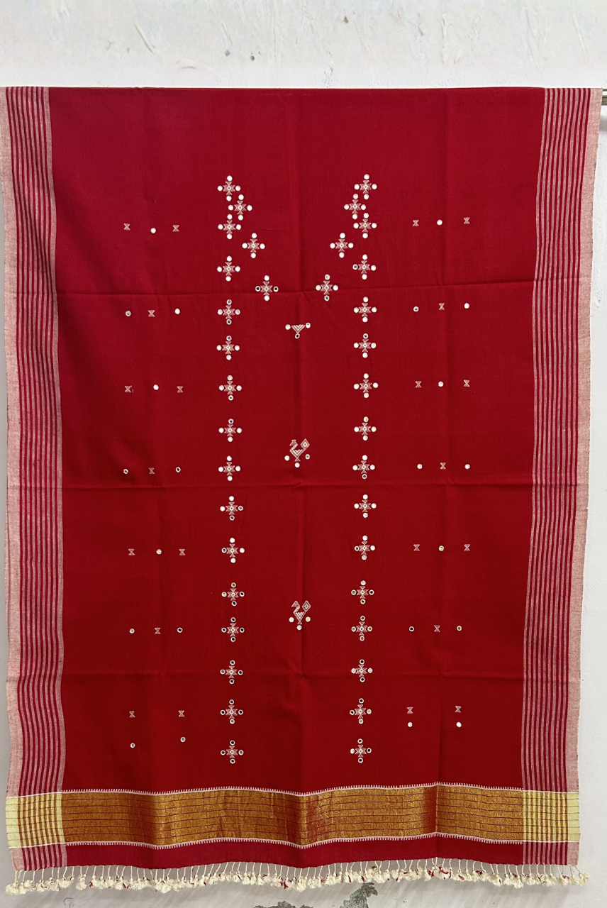 Red Kala Cotton Kurti Fabric