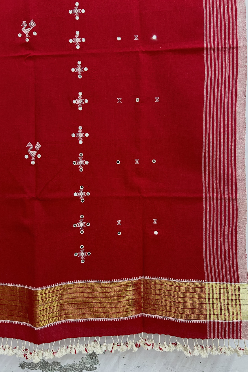 Red Kala Cotton Kurti Fabric