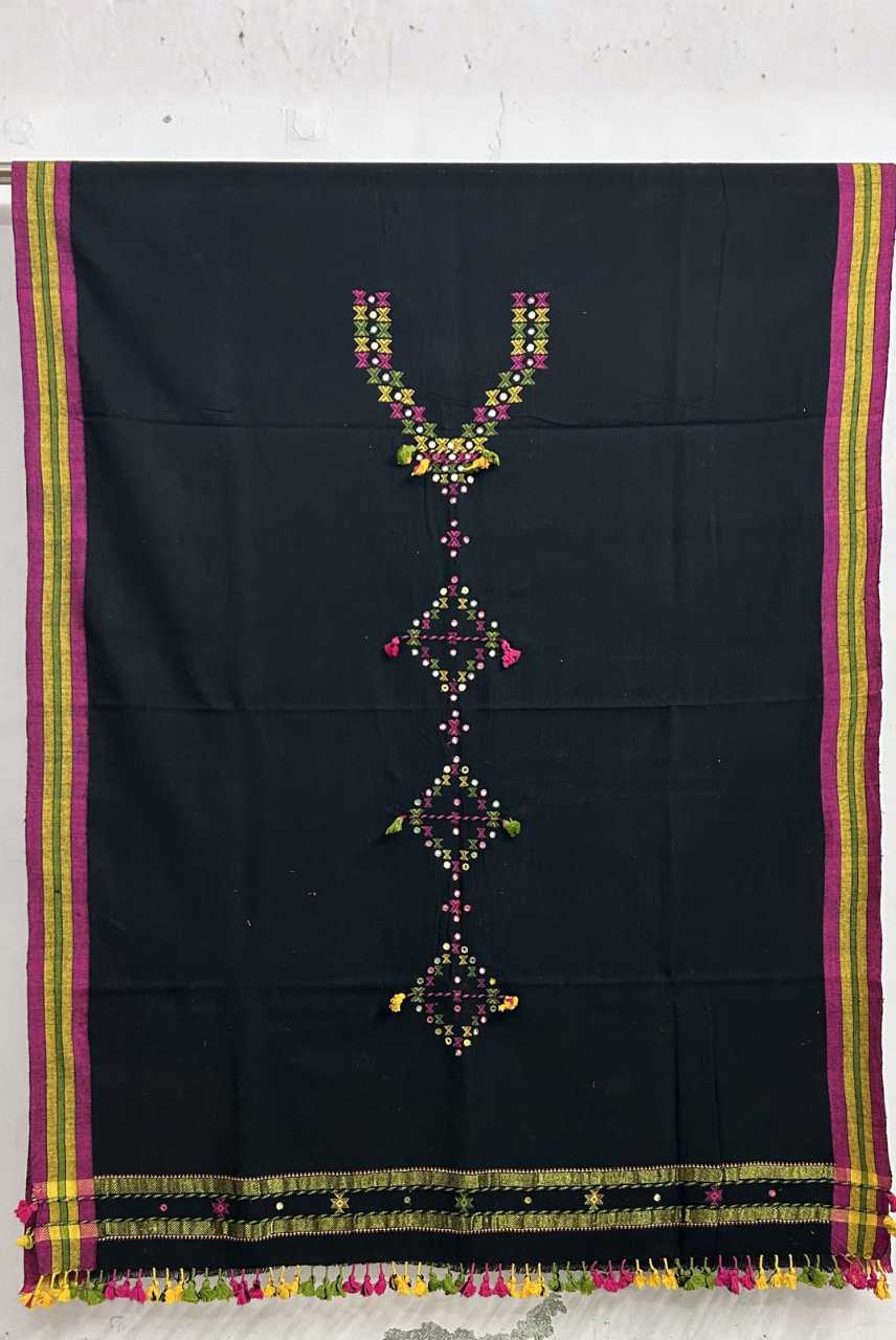 Black Kala Cotton Kurti Fabric