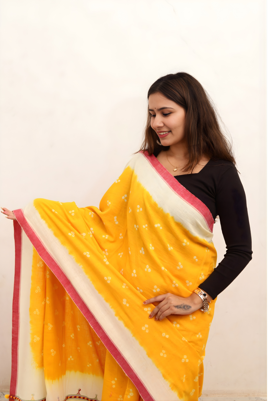 Premium Kala Cotton Bandhani Saree