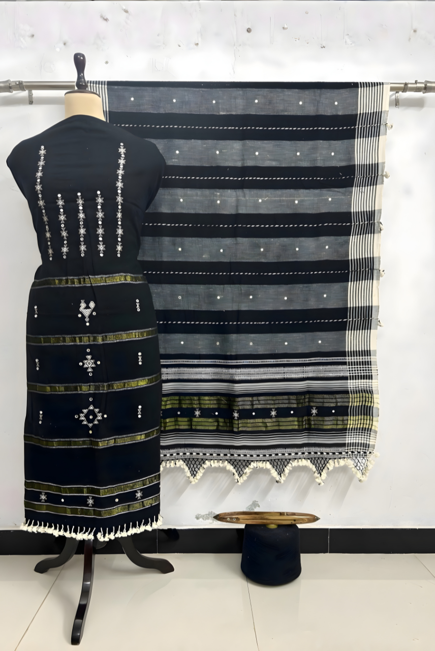 Kala Cotton Black Designer 3-Piece Dress Material Set with Dupatta