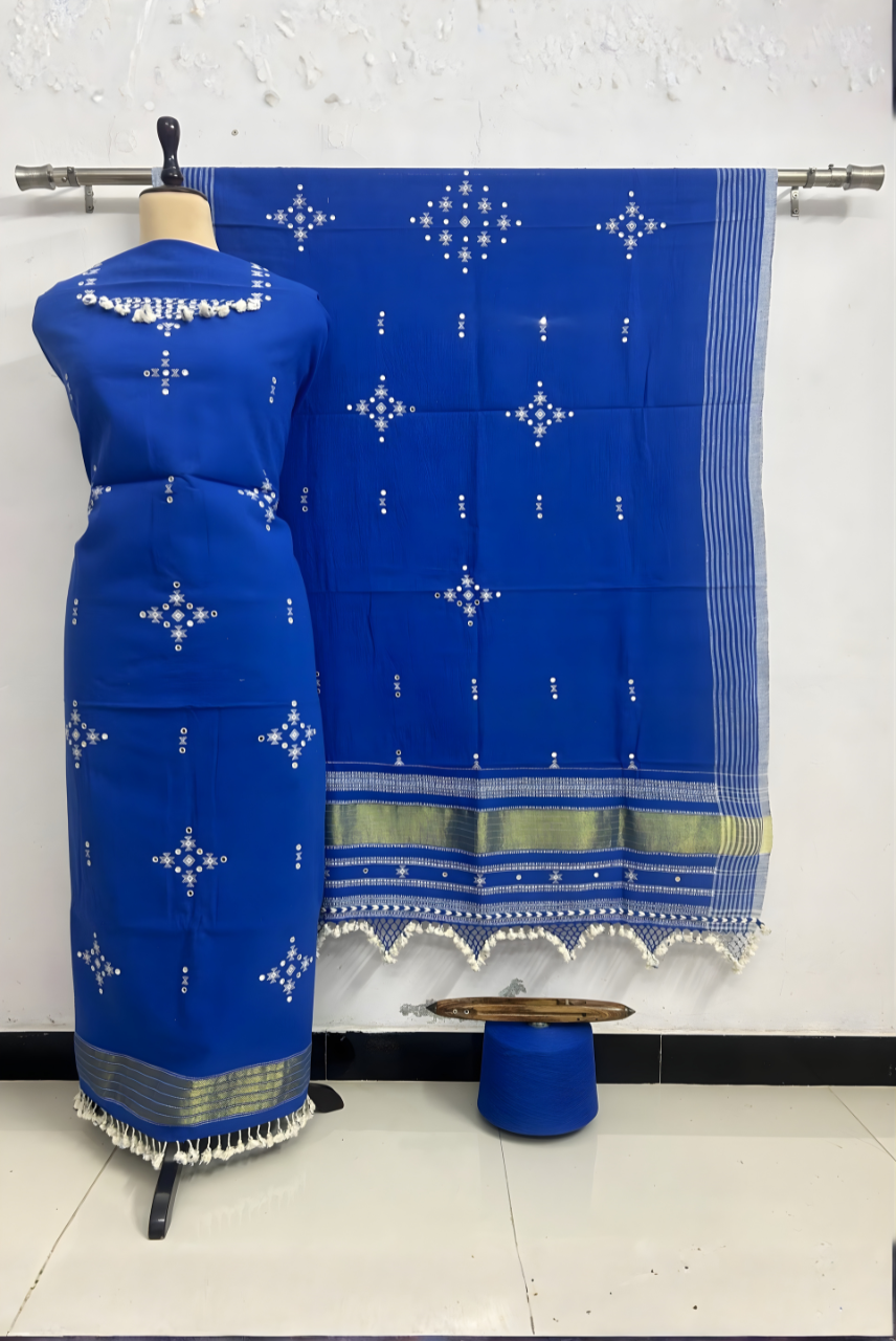 Premium Designer Kala Cotton 3 Piece Suit Fabric Set with Dupatta