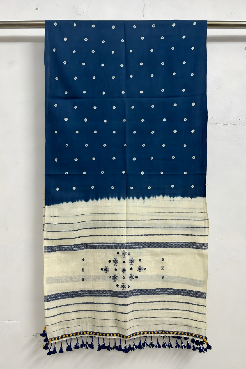 Kala Cotton blue Bandhani Style Stole