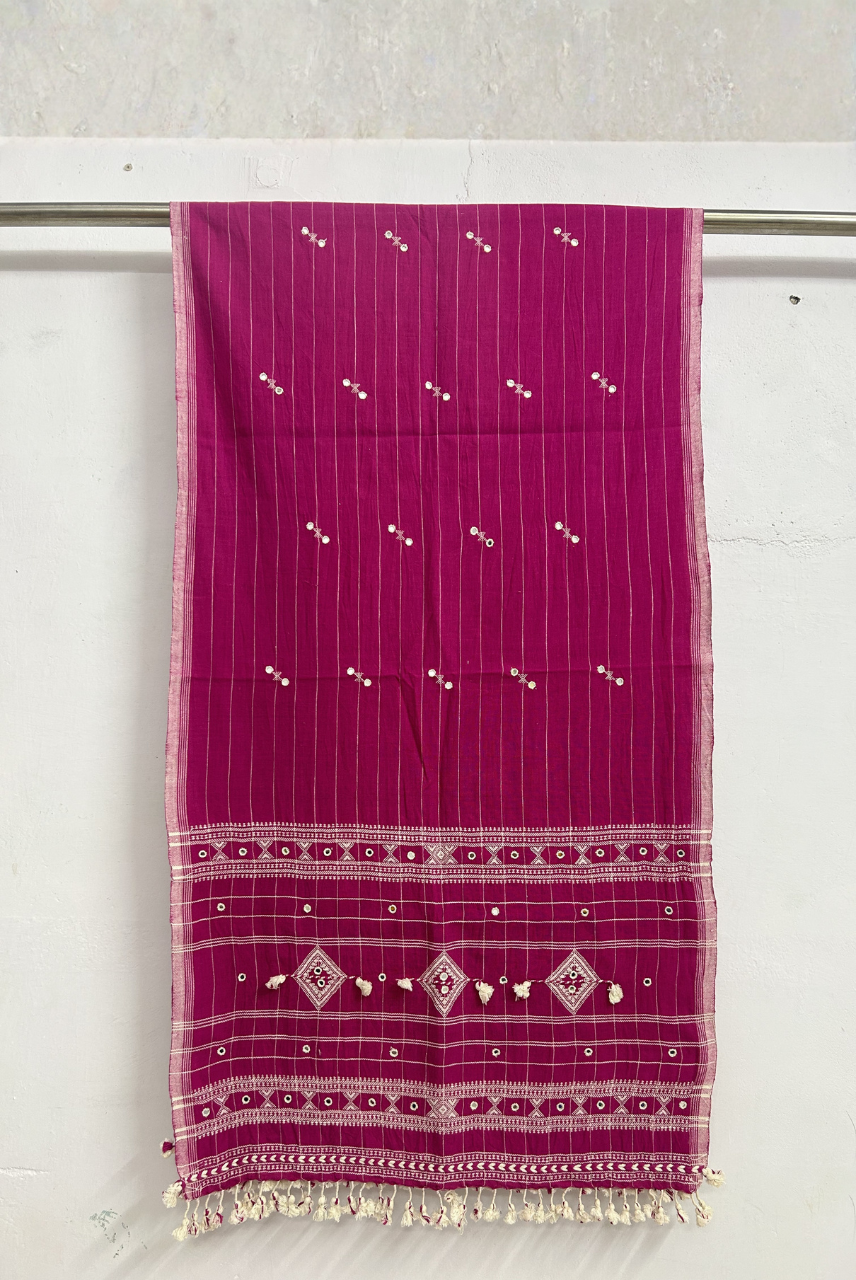 Pink Organic Kala Cotton Stole