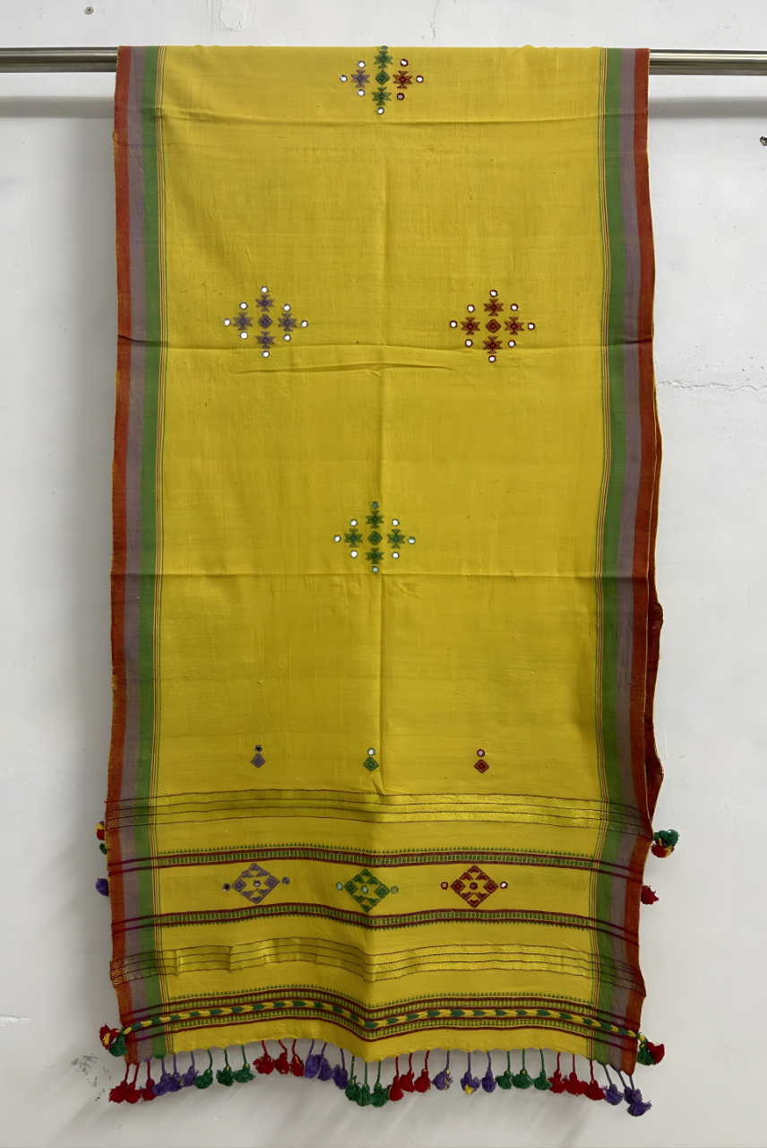 Yellow Organic Kala Cotton Stole for Women